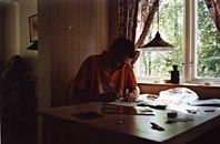 Myself writing in my cabin in summer 2003