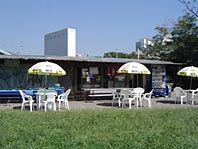 Small coffee shop on the banks of the Tama