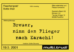 Mail to Breuer: take the plane to Karachi!
