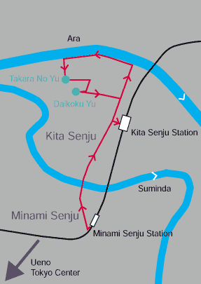 Tokyo Kita Senju Area Map with Sento 2003